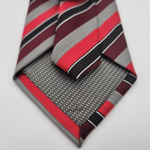 Giorgio Brutini Men's Black Red Striped Oxford Tie - Picture 5 of 6